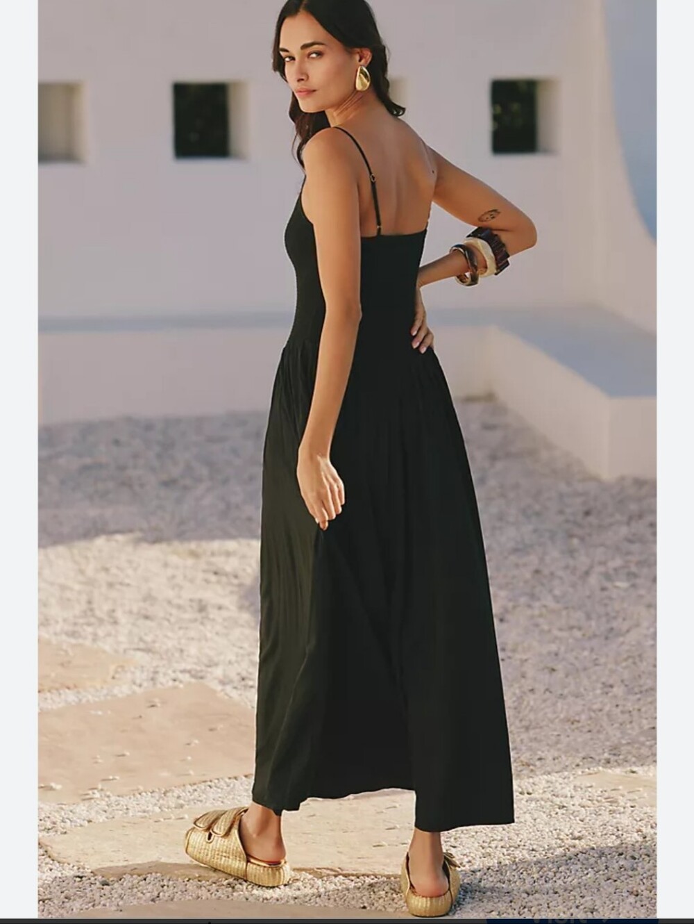 Linen Maxi Sleeveless Special Occasion Event Smocked Flowy Dress Lined SZ S